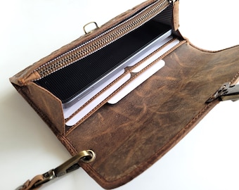 Women’s Wallet Wristlet , Distressed Boho Leather Wallet for women, Womens Travel Wallet Purse, Holiday Gift for Her