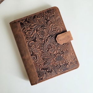 Personalized A5 Size Leather Refillable Planner Binder, travelers Journal, sketchbook, Distressed tooled Leather Gift For Her, Mothers Day
