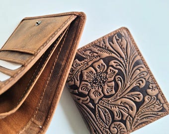 Womens leather wallet, Personalized leather zip around purse women, Small Wallet, Bifold Credit Card Holder Coin Purse with multiple pockets