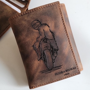 Cartera de motociclista de tres pliegues, cartera de motociclista de tres pliegues, cartera de motociclista de cuero para hombre, carteras de tres pliegues, cartera para hombre