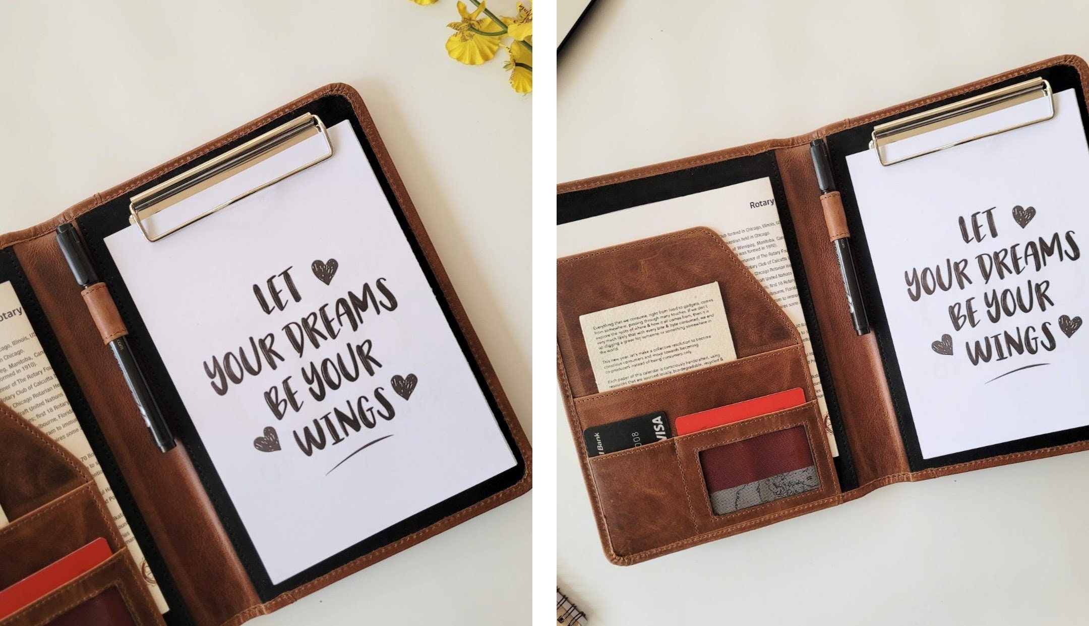 Logo Padfolio Customizable , Custom Padfolio, Brown Leather Padfolio ...