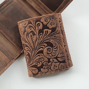 leather wallet women boho womens western wallet, embossed leather wallet, ladies wallet, floral leather wallet slim women wallet mini wallet