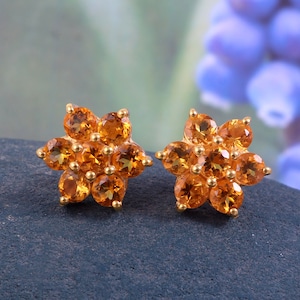 Natural Citrine Earrings, Statement Earrings, 18k Gold Plated Silver, November Birthstone, Handmade Earrings, Simple Earrings, Gift For Her
