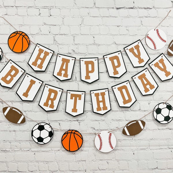 Happy Birthday Sports Banner / Sports Ball Banner / Sports Birthday / Sports Ball Garland