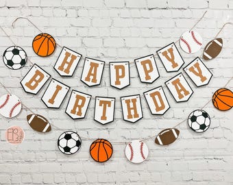 Happy Birthday Sports Banner / Sports Ball Banner / Sports Birthday / Sports Ball Garland