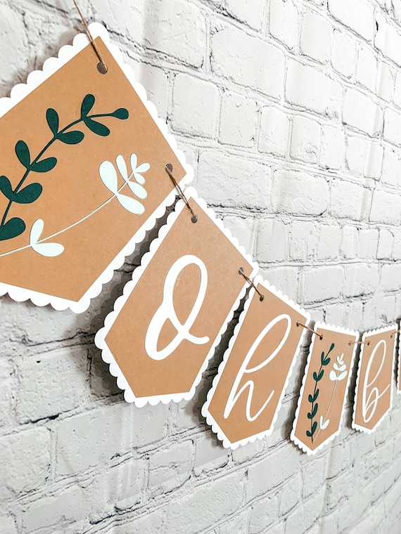 Oh Baby Banner / Oh Baby Greenery Banner / Baby Shower Banner / Oh Baby Shower Banner