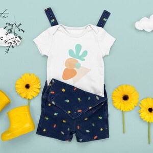 Sweet Mint Carrot Onesie® | Organic Vegetable Baby Onesie® | Veggie Infant Apparel | Abstract Shapes Baby Clothes | Gender Neutral Baby Gift