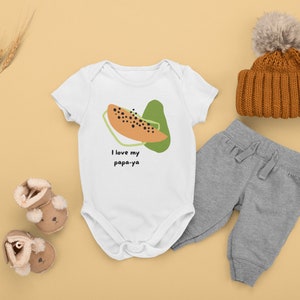 I Love My Papa-ya Baby Onesie® | Papaya Baby Onesie® | Father&#39;s Day Baby Onesie® | Summer Fruit Infant Apparel | Gender Neutral Baby Gift