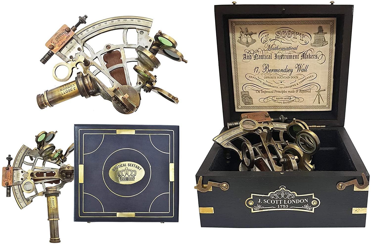 Brass Nautical Sextant Large Brass Navigation Instrument Sextante