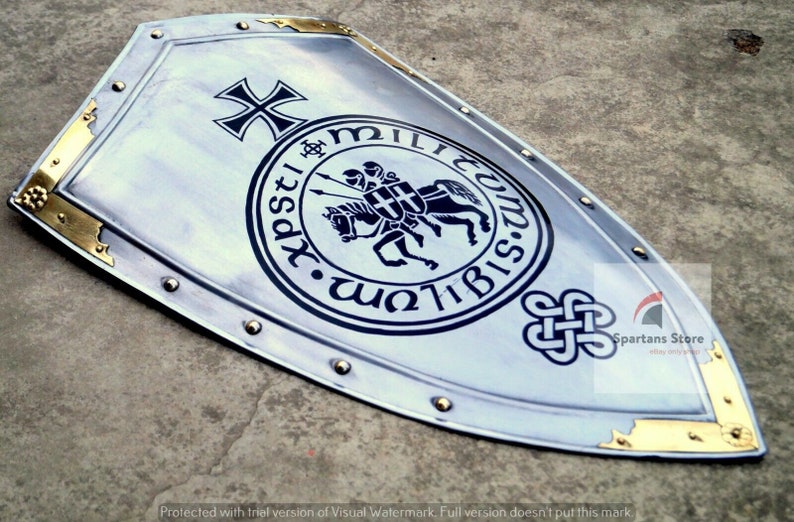 Medieval Knight Armor Templar Shield Steel Handcrafted Reenactment Armour SCA Medieval Knight Armor Templar Shield Steel Handcrafted Reenactment Armour SCA