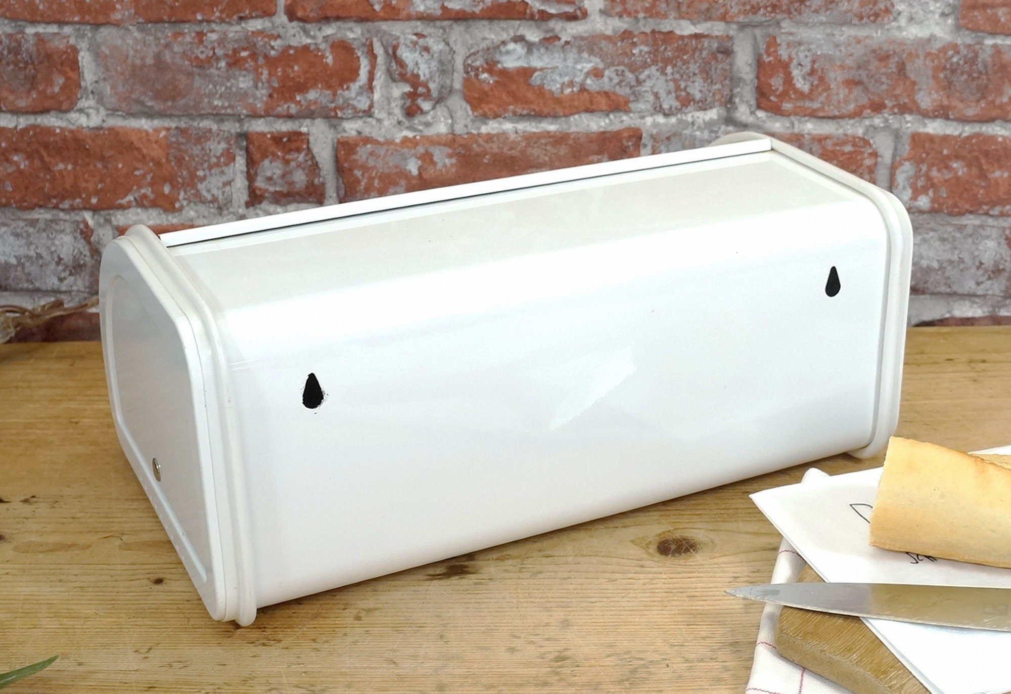 Bread Box, Bread Drum, Lunch Box, Bread Box Made of Metal, White 80s Etsy
