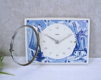 Horloge de cuisine Garant, horloge vintage, horloge murale - céramique - motif Hollande - made in Germany - années 80 - DIY