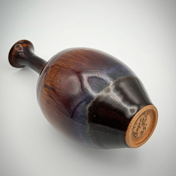 Wheel-Thrown Decorative Muti-Colored Glazed Bottle