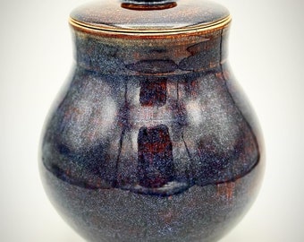 Handmade Ceramic Blue/Purple Lidded Jar **perfect for spices!