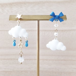 Floating Clouds Earrings, Handmade Earrings, Cute Earrings, Party Earrings, Pretty Earrings, Mismatched Earrings, 1