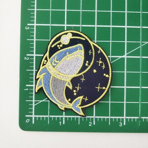 Great White Shark Swimming in Space Iron on Patch, Embroidery Patch ...