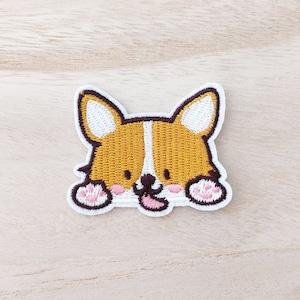 Cute Waving Corgi Dog Iron On Patch, Embroidery Patch, Cute Kawaii Patch, Sew On Patch,  Craft Supply, DIY Patches 11