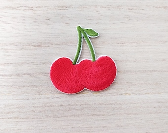 Red Cherries Iron On Patch, Embroidery Patch, Cute Kawaii Patch, Sew On Patch,  Craft Supply, DIY Patches, SKU 3