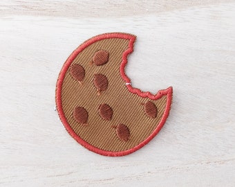 Bitten Chocolate Chip Cookie Iron On Patch, Embroidery Patch, Cute Kawaii Patch, Sew On Patch,  Craft Supply, DIY Patches, SKU 14