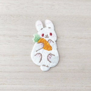 Cute Bunny and Carrot Iron On Patch, Embroidery Patch, Cute Kawaii Patch, Sew On Patch, Stick On Patch, Craft Supply, DIY Patches 7