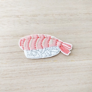 Shrimp Nigiri Sushi Iron On Patch, Embroidery Patch, Cute Kawaii Patch, Sew On Patch,  Craft Supply, DIY Patches, SKU 2