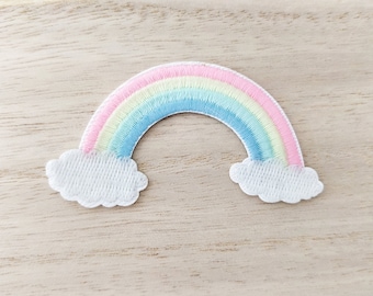 Pastel Rainbow Iron On Patch, Embroidery Patch, Cute Kawaii Patch, Sew On Patch,  Craft Supply, DIY Patches, SKU 9