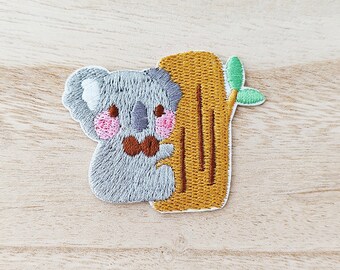 Adorable Koala on Tree Trunk Iron On Patch, Embroidery Patch, Cute Kawaii Patch, Sew On Patch,  Craft Supply, DIY Patches