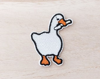 Goose with Knife patch Iron On Patch, Embroidery Patch, Cute Kawaii Patch, Sew On Patch, Craft Supply, DIY Patches