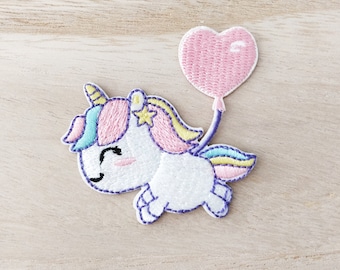 Cute Unicorn with Heart Balloon Iron On Patch, Embroidery Patch, Cute Kawaii Patch, Sew On Patch,  Craft Supply, DIY Patches 2