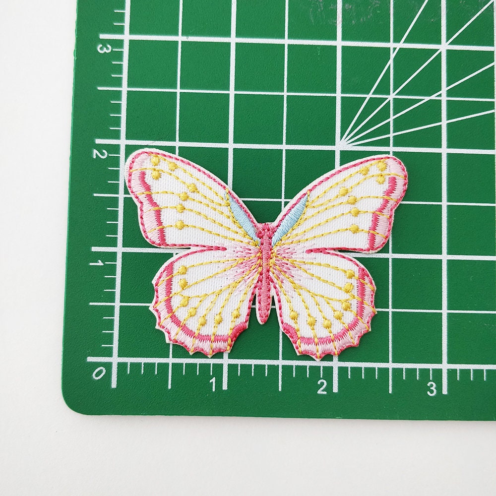 Pink and White Butterfly Iron on Patch Embroidery Patch Cute Etsy