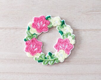 Pink Flower Wreath Crown Iron On Patch, Embroidery Patch, Cute Kawaii Patch, Sew On Patch, Craft Supply, DIY Patches 3