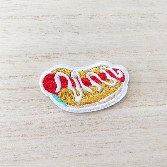 Hot Dog Iron On Patch, Embroidery Patch, Cute Kawaii Patch, Sew On Patch, Craft Supply, DIY Patches