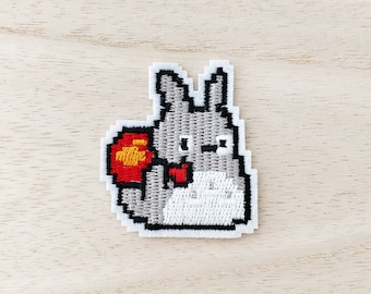 Cute Pixelated Totoro Iron On Patch, Embroidery Patch, Cute Kawaii Patch, Sew On Patch,  Craft Supply, DIY Patches, SKU 6