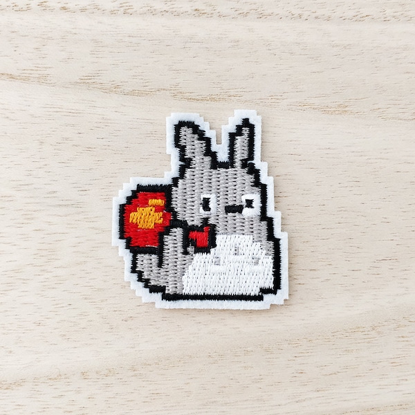 Cute Pixelated Totoro Iron On Patch, Embroidery Patch, Cute Kawaii Patch, Sew On Patch,  Craft Supply, DIY Patches 6