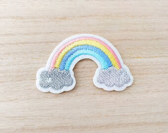 Pastel Rainbow Iron On Patch, Embroidery Patch, Cute Kawaii Patch, Sew On Patch,  Craft Supply, DIY Patches, SKU 3