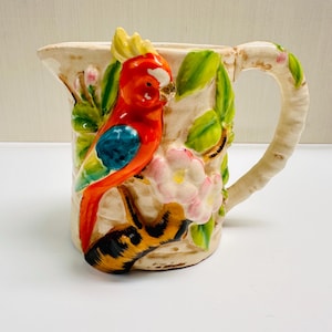 Vintage Parrot 3D Small Picher Ceramic 3D Relief Occupied Japan AS IS