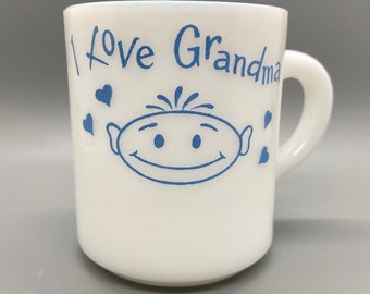 Vintage Milk Glass Mug Grandma Coffee Mug  Tea Mug Gift for Grandma