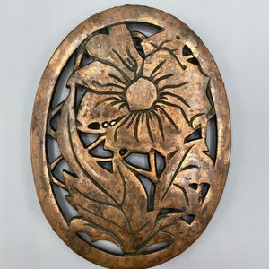 Vintage Copper Trivet Progressive International Corp 1982 Metal Flower Trivet or Decorative Wall Piece Made in Taiwan