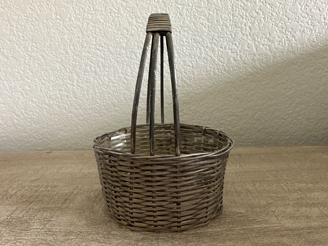 Vintage Small Decorative Metal Woven Basket Etsy