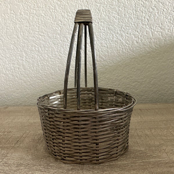 Vintage Small Decorative Metal Woven Basket