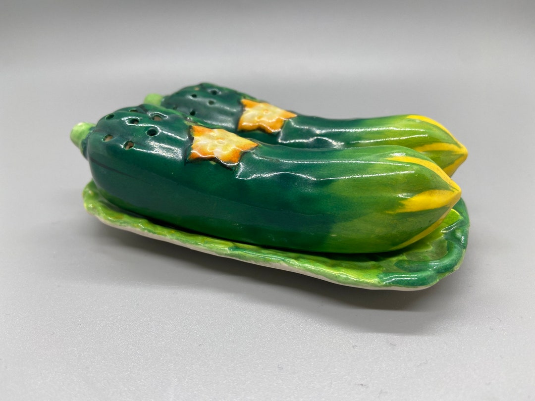 Vintage Hinode Ceramic Kitsch Vegetable Squash Zucchini Cucumber Salt