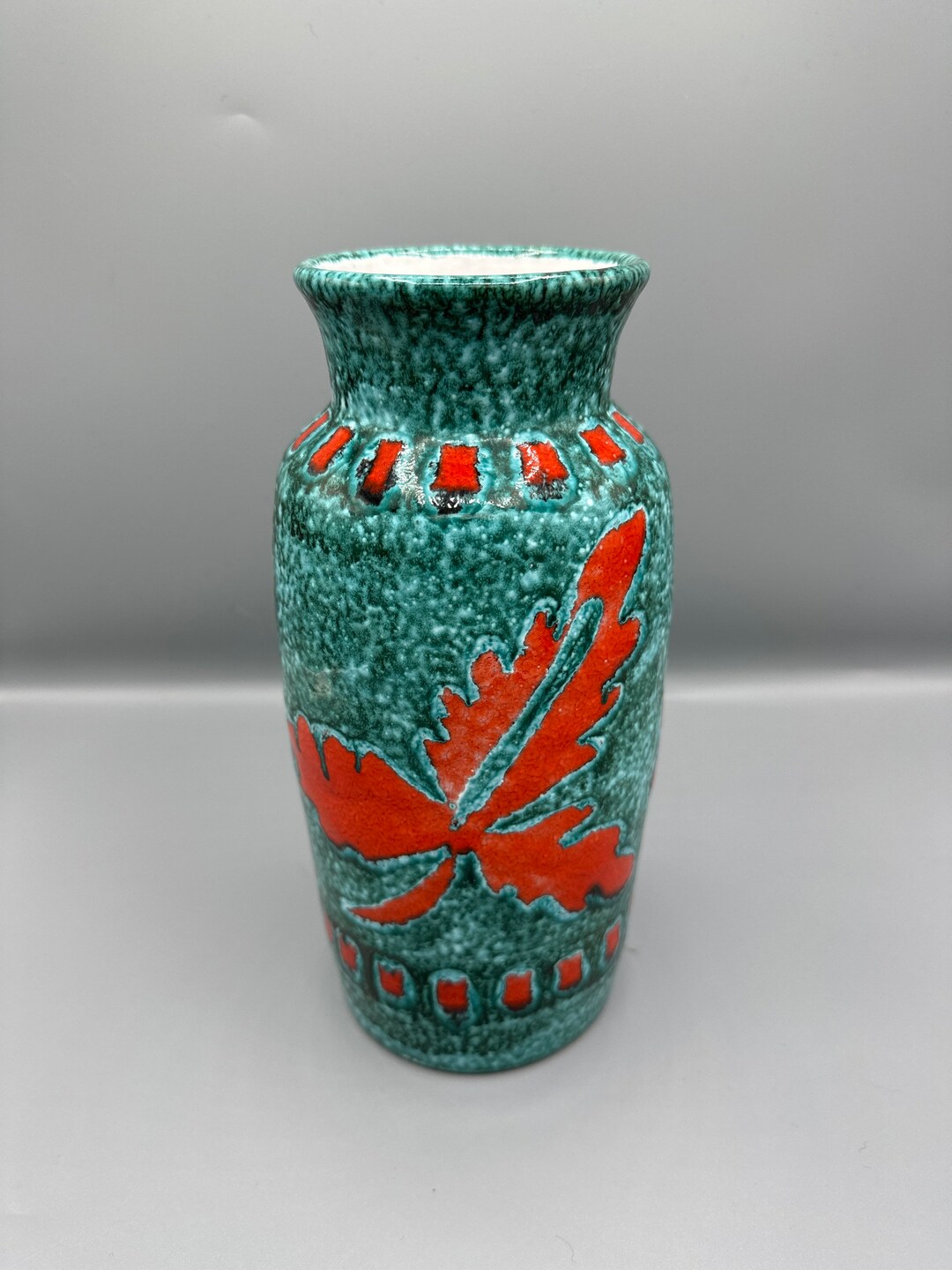 Vintage Italian Art Pottery Vase Mid Century Modern Vase Mottled Green ...