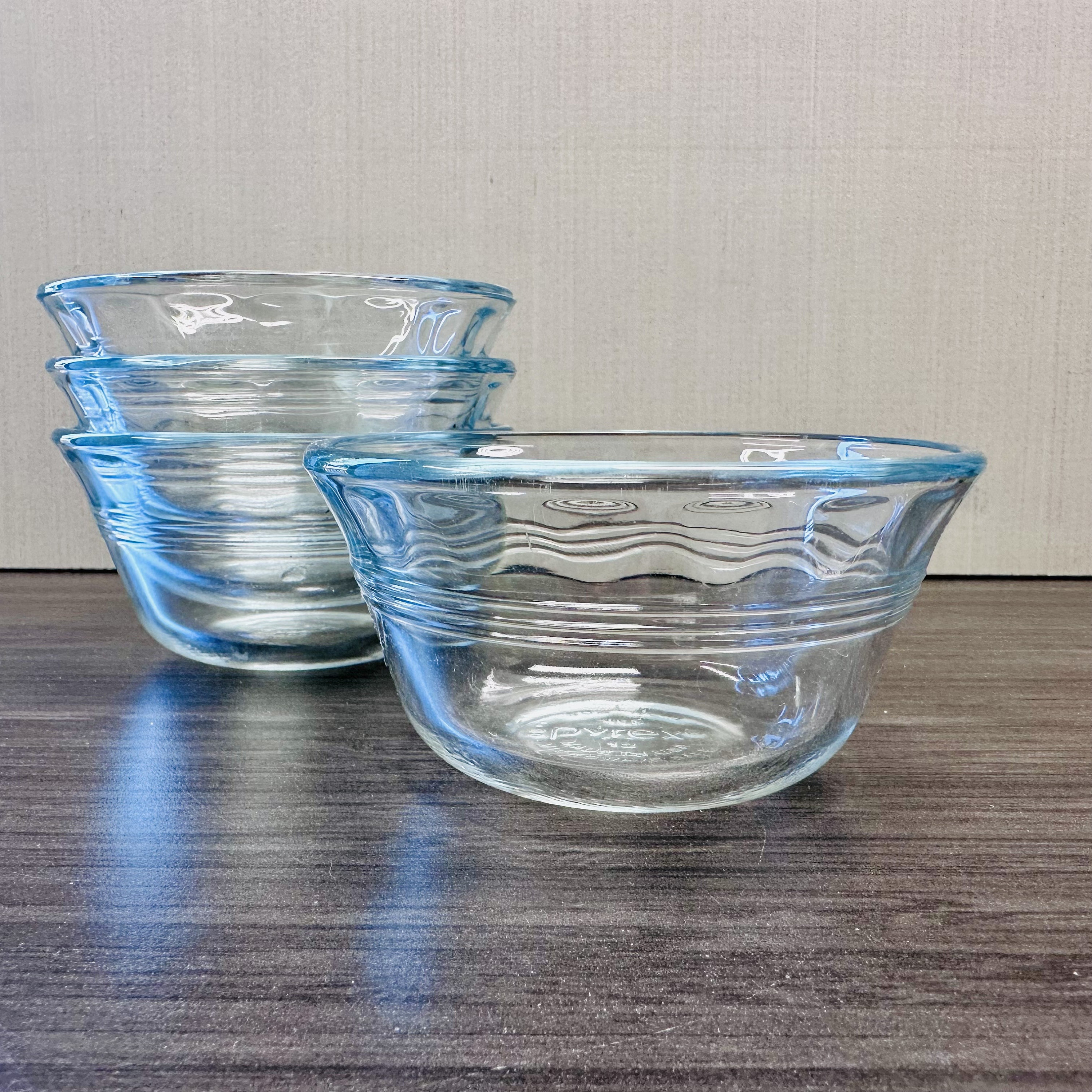 Four Vintage Pyrex Clear Glass Custard Cups Dessert Cups Oz