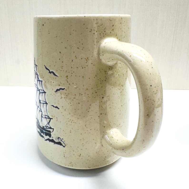 Vintage Sailing Ship Nautical Galleon Frigate Coffee Tea Mug Stoneware