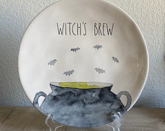 Rae Dunn Witch’s Brew 11” Diameter Plate / Dish Halloween Bat Plate