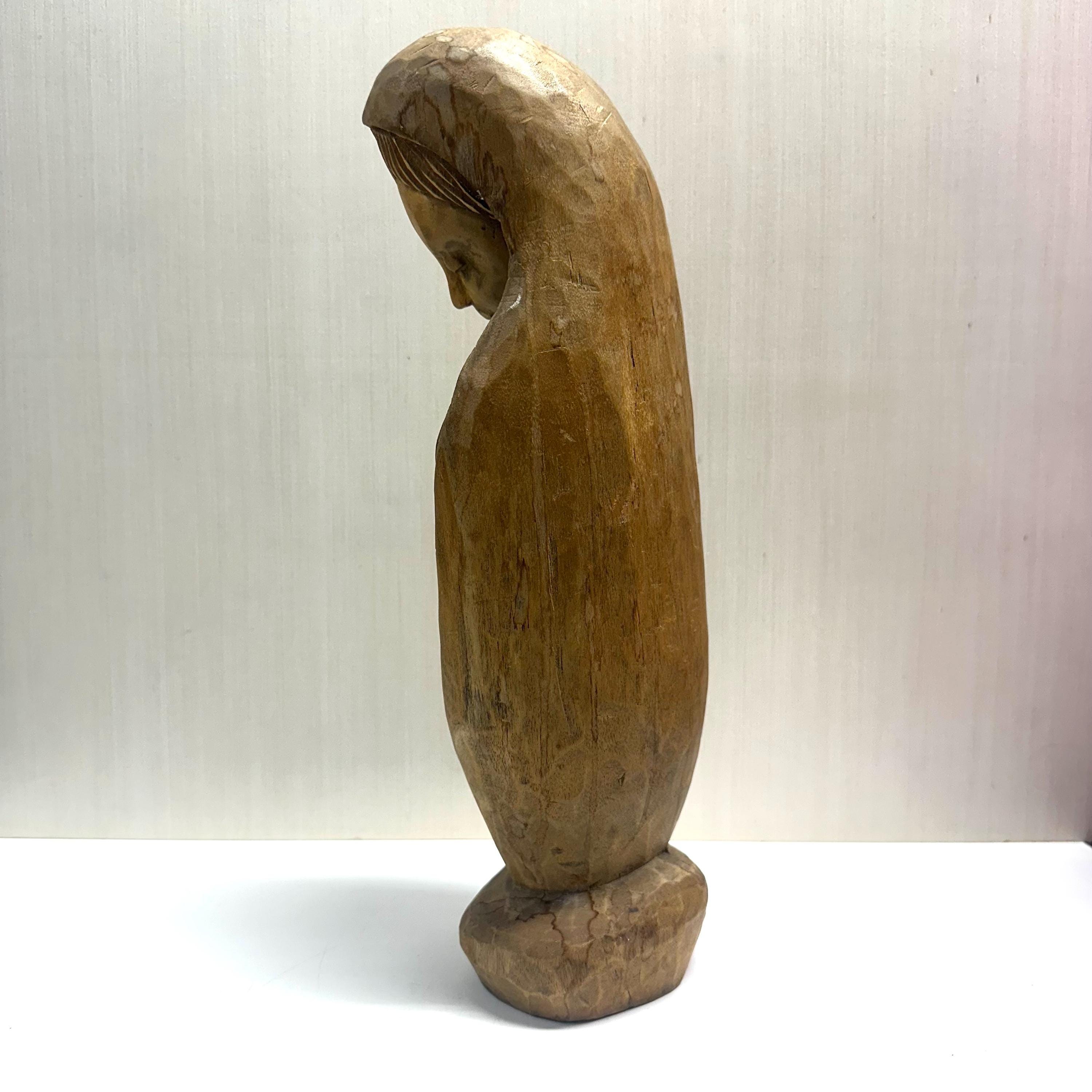 Vintage Wood Hand Carved Madonna Child Mary Jesus Sculpture Religious ...