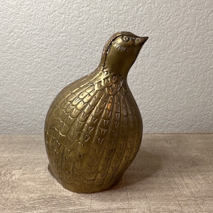 Vintage Metal Solid Brass Quail Bird Figurine