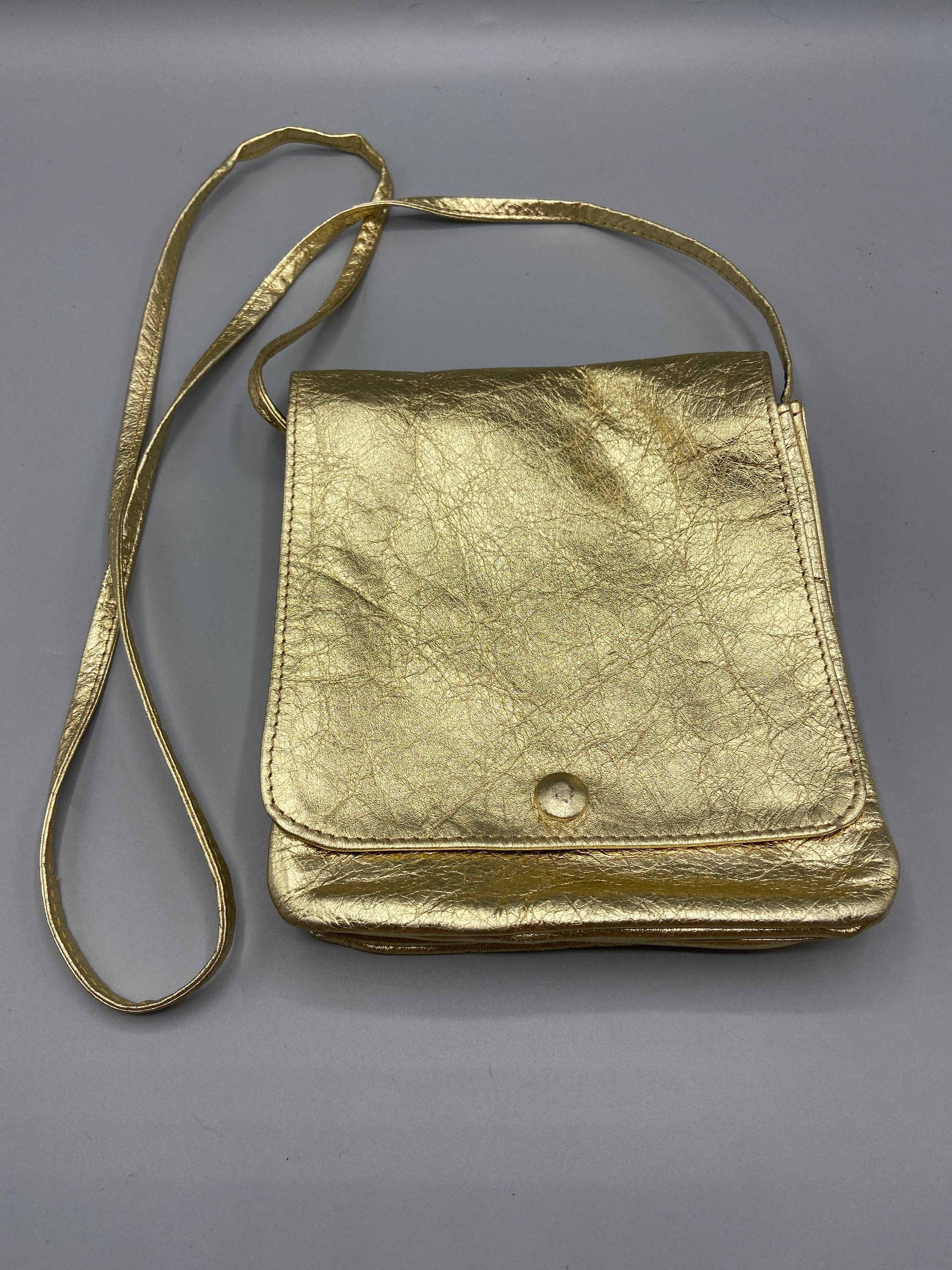 Vintage Libaire Gold Crossbody Purse Leather Made in 