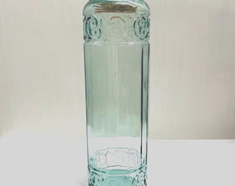 Vintage Jar Canister Green Glass Embossed Cork Stopper Canada