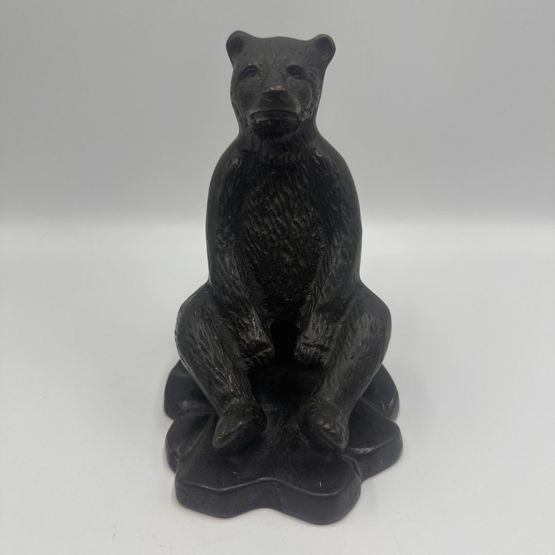 Vintage Black Solid Metal Bear Bookend Office Decor Etsy